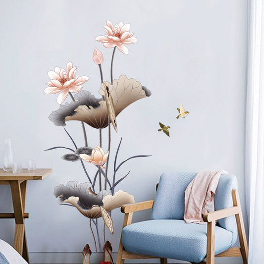 Lotus Flower Self-Adhesive Wall Sticker – Waterproof Home Decor