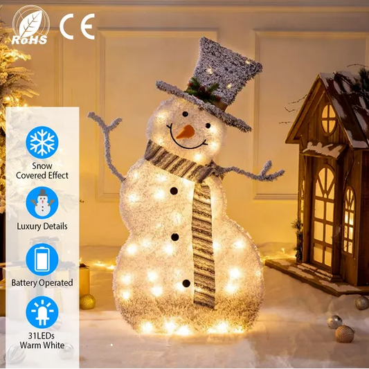 LED Christmas Snowman Decoration Light – Warm White Glow, Easy Assembly, Festive Indoor/Outdoor Holiday Décor