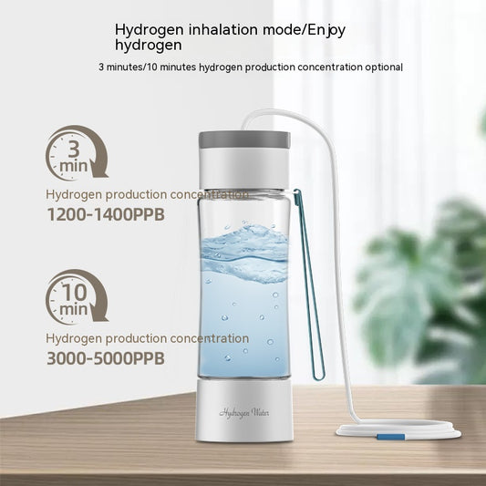 Hydrogen-Rich Water Cup – Ionic Electrolytic Bottle, 380ml, Glass & Tritan