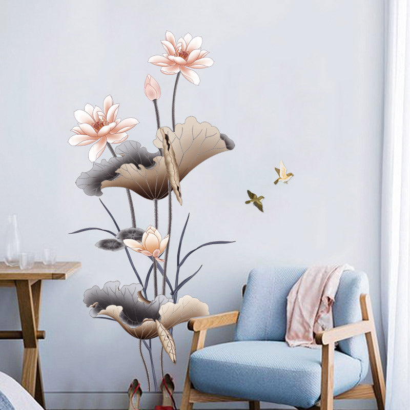 Lotus Flower Self-Adhesive Wall Sticker – Waterproof Home Decor