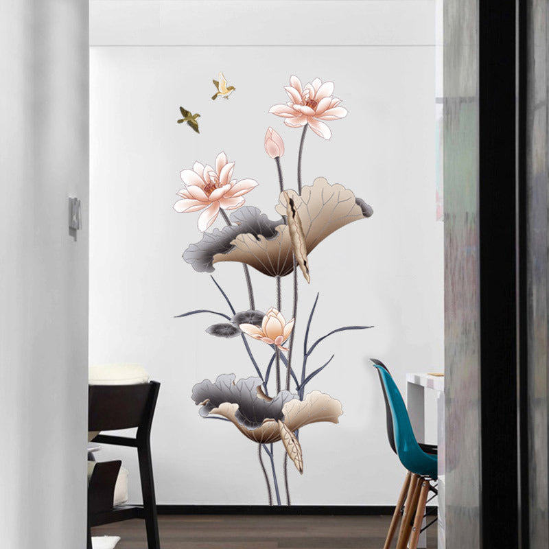 Lotus Flower Self-Adhesive Wall Sticker – Waterproof Home Decor