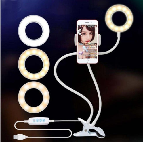 LED Selfie Ring Light with Adjustable Stand – 8 cm Clamp Base