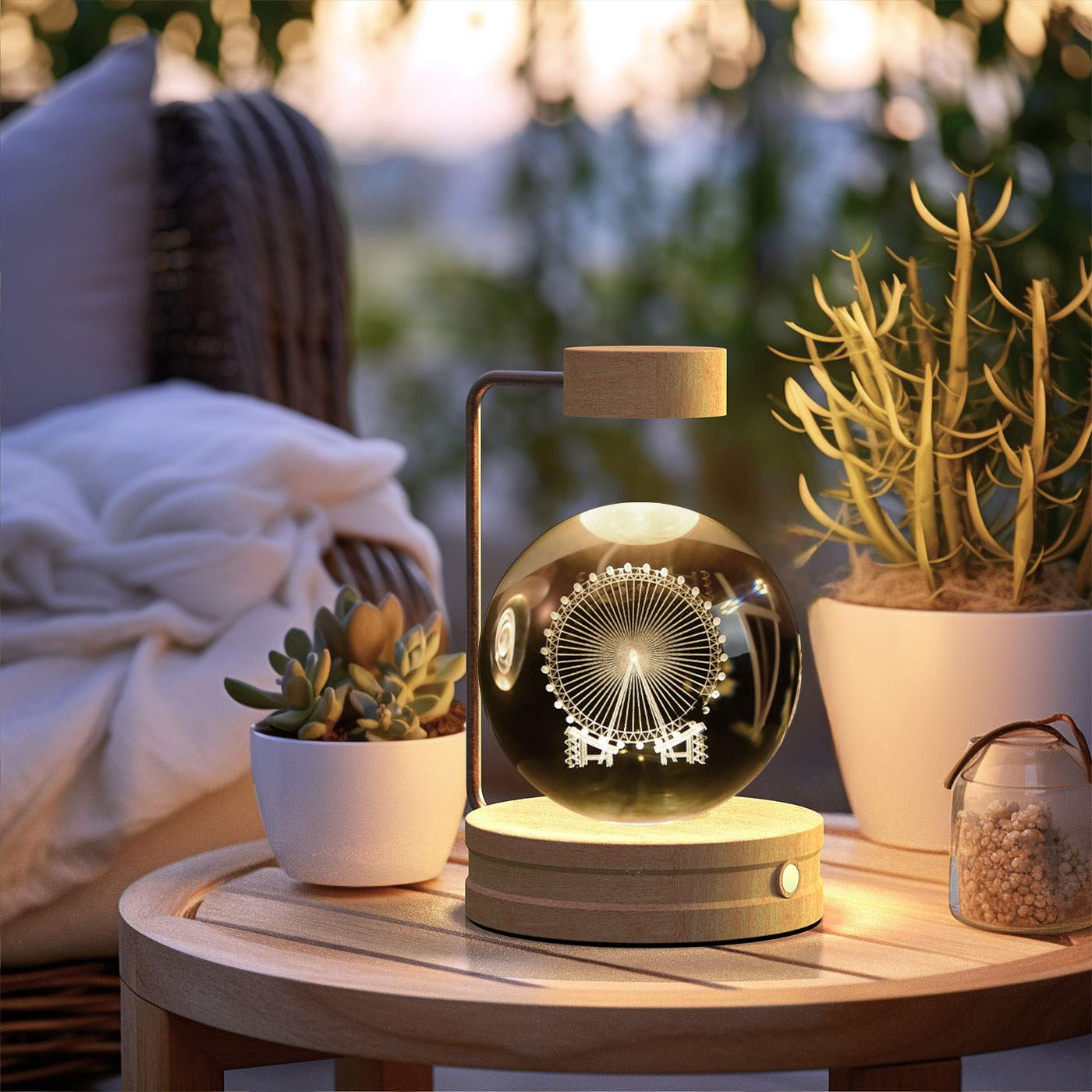 Crystal Ball Cosmic Dinosaur Night Light – USB Warm Bedside Lamp