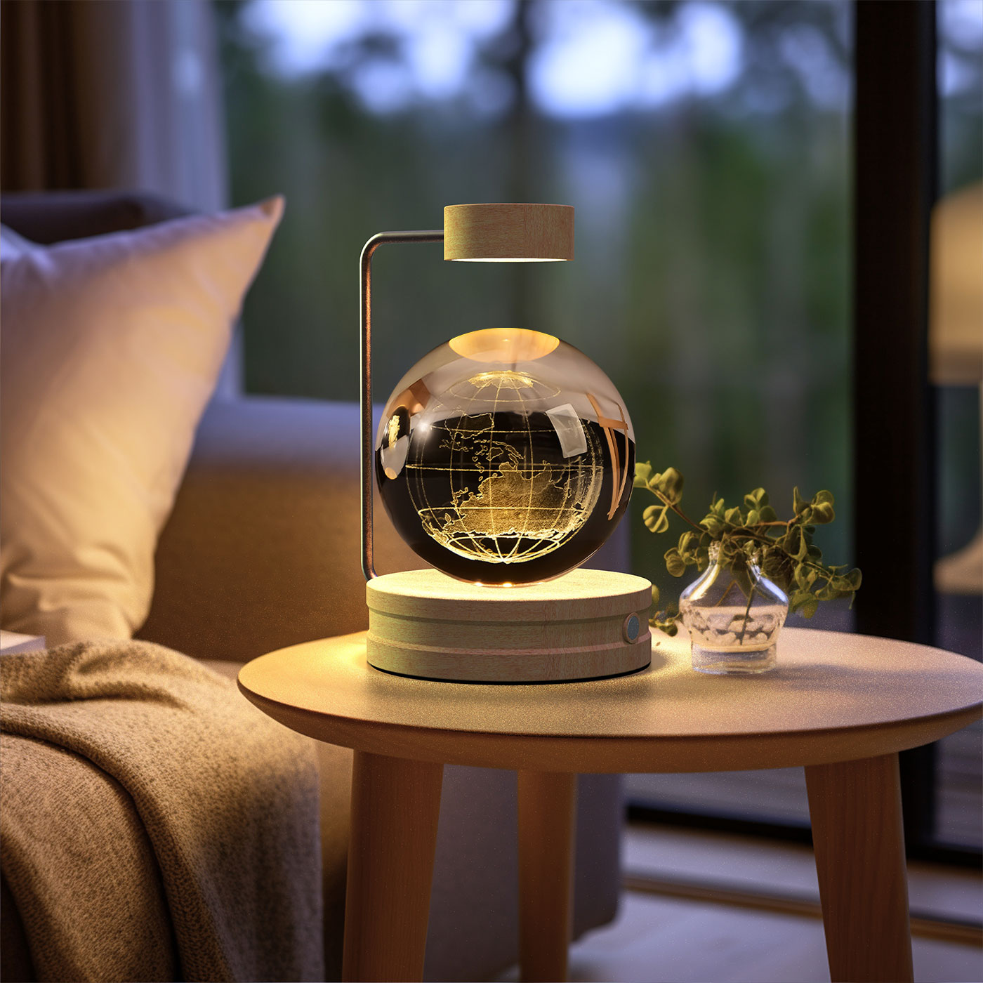 Crystal Ball Cosmic Dinosaur Night Light – USB Warm Bedside Lamp