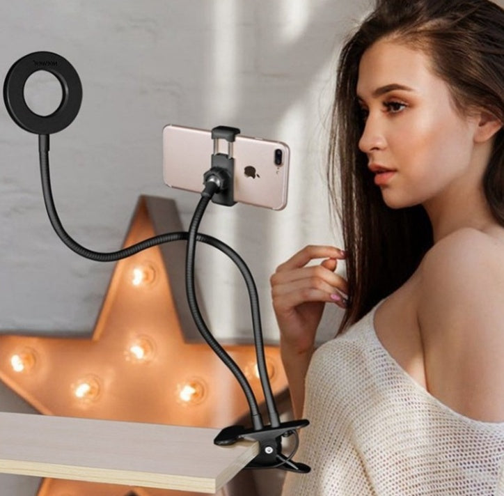 LED Selfie Ring Light with Adjustable Stand – 8 cm Clamp Base