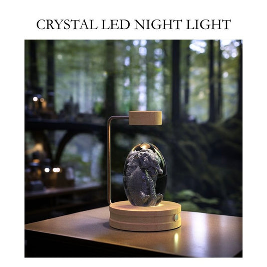 Crystal Ball Cosmic Dinosaur Night Light – USB Warm Bedside Lamp