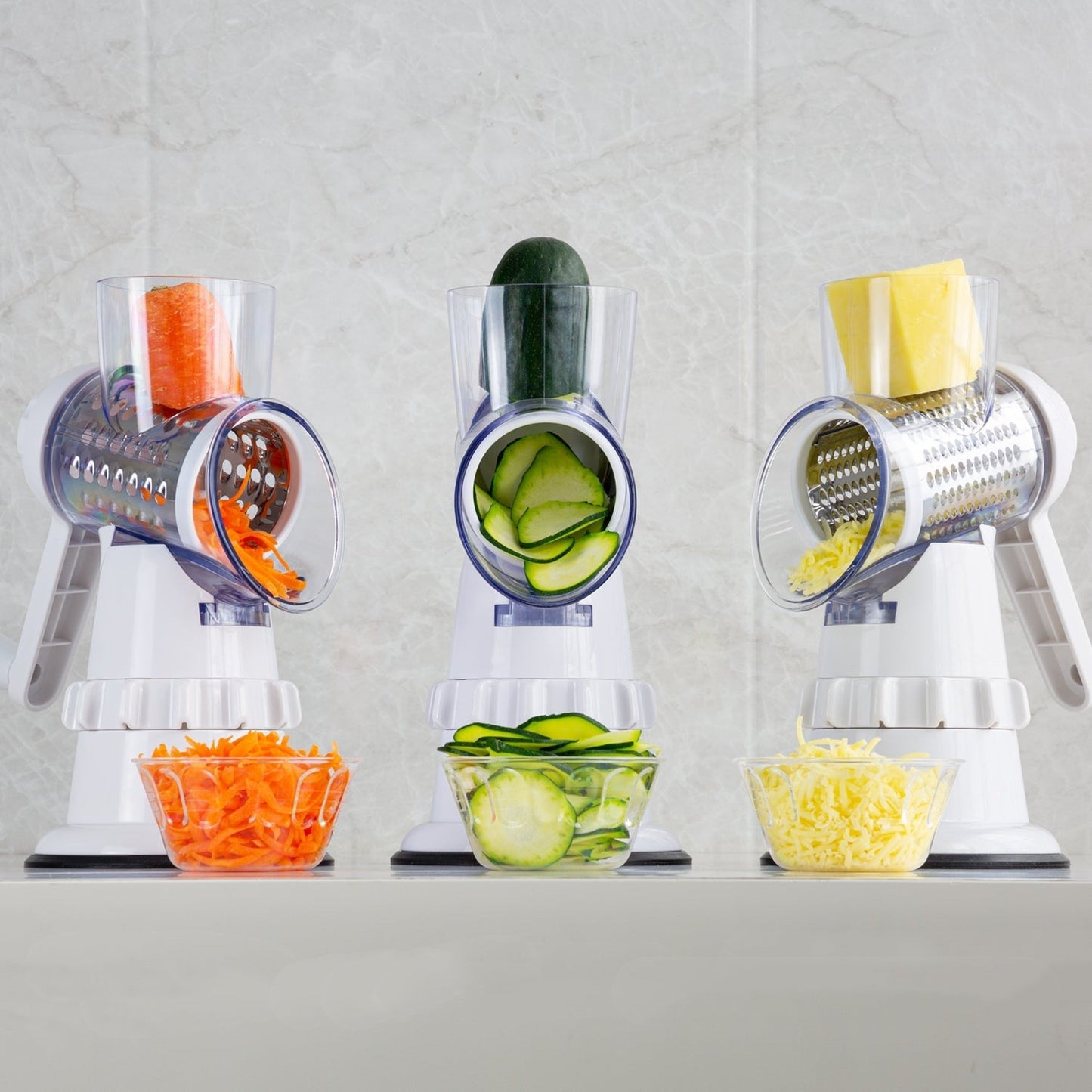 3-in-1 Manual Vegetable Slicer – Compact Kitchen Grater & Chopper