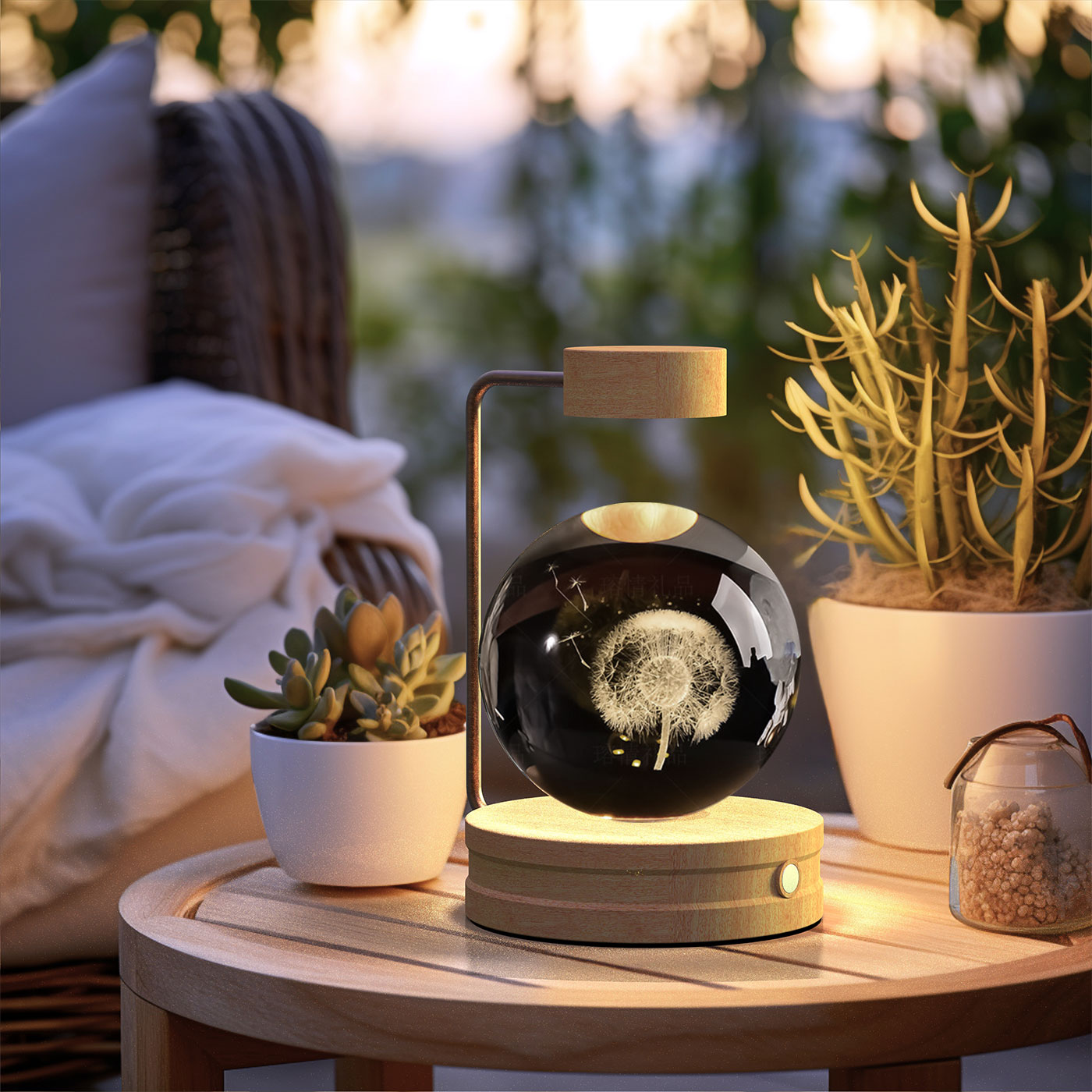 Crystal Ball Cosmic Dinosaur Night Light – USB Warm Bedside Lamp
