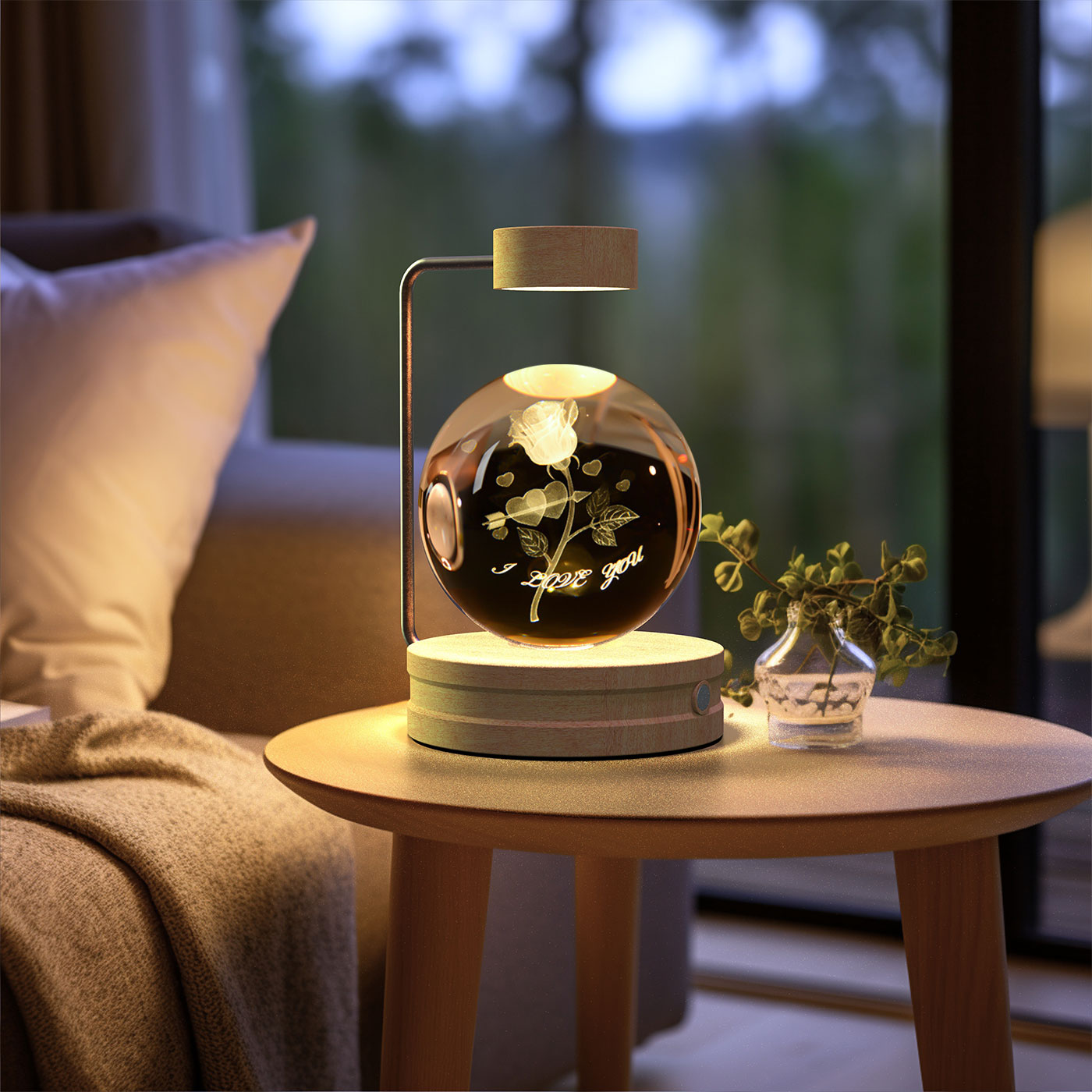 Crystal Ball Cosmic Dinosaur Night Light – USB Warm Bedside Lamp