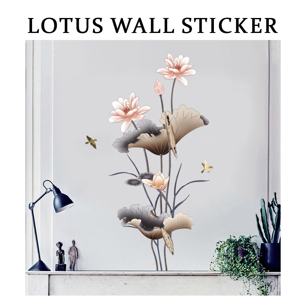 Lotus Flower Self-Adhesive Wall Sticker – Waterproof Home Decor