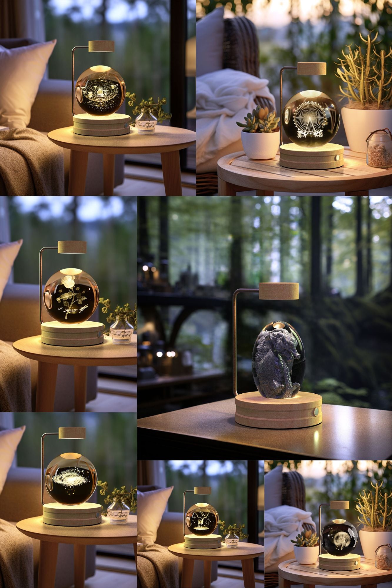 Crystal Ball Cosmic Dinosaur Night Light – USB Warm Bedside Lamp
